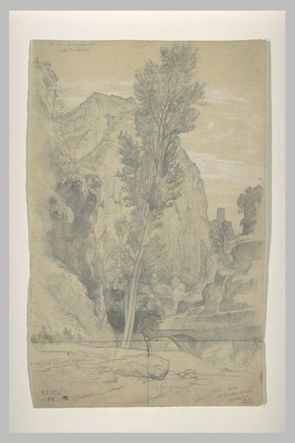 Elie Delaunay - Paysage sur les bords d'une rivière à Amalfi