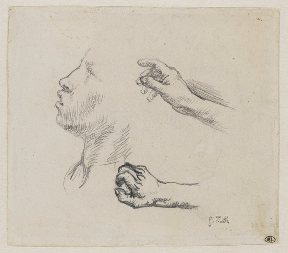 Jean-François Millet - Visage de profil, et deux mains