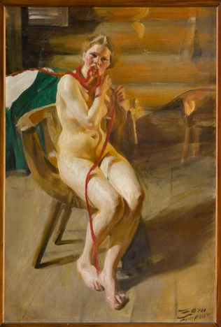 Femme nue se coiffant - Anders Zorn