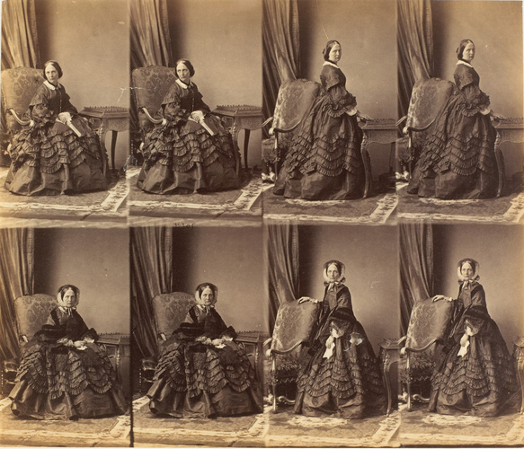André Adolphe Eugène Disdéri - Comtesse de Dunmore en huit poses, quatre assise,...