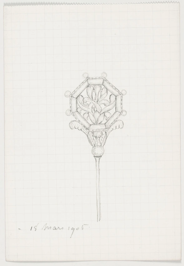 Epingle à chapeau ou chignon octogonale à motif floral et végétal stylisé - Enguerrand du Suau de la Croix