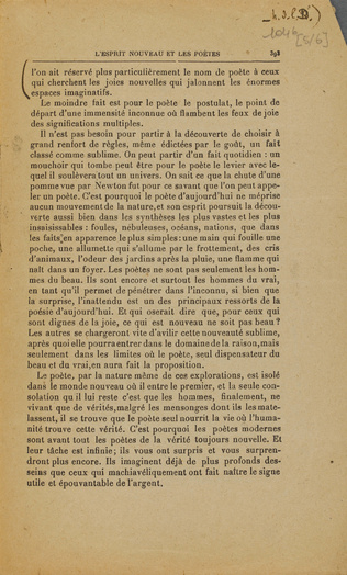 Guillaume Apollinaire - Mercure de France - I-XII-1918. p. 385 à 396, L'Esprit n...