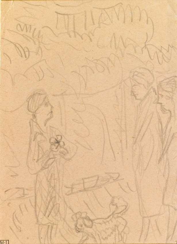 Trois femmes dans un jardin avec un chien - Pierre Bonnard