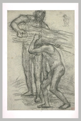 Deux hommes nus, l'un chargeant un fagot sur l'épaule de l'autre - Pierre Puvis de Chavannes