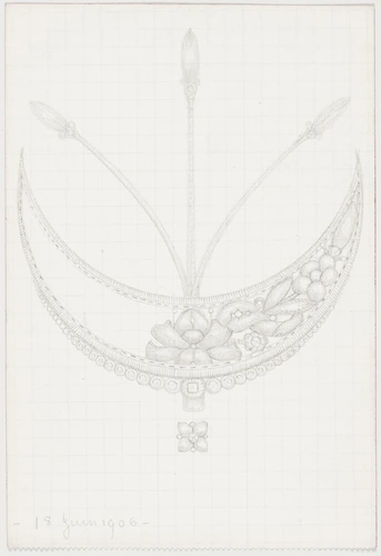 Parure en forme de croissant à trois aigrettes, motif végétal et floral stylisé - Enguerrand du Suau de la Croix