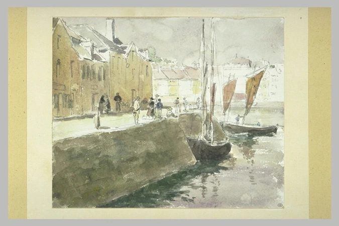 Henri Rouart - Quai dans un port, à marée descendante