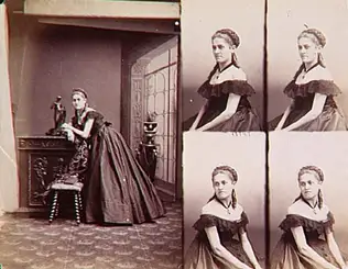 André Adolphe Eugène Disdéri - Mlle Adèle Gesing en cinq poses, quatre assise et...