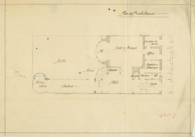 Henry Van de Velde - Hôtel particulier de Victor Goloubew, plan du rez-de-chauss...
