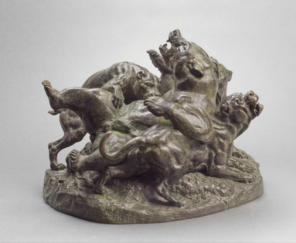 Antoine-Louis Barye - Ours terrassé par des chiens de grande race