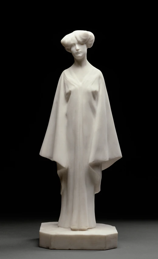 Rembrandt Bugatti - Jeune femme debout vêtue d'une robe d'intérieur aux longues ...