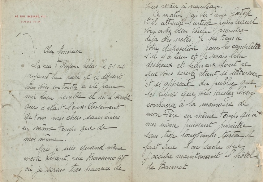 Paul Nadar - Lettre manuscrite signée de Paul Nadar
