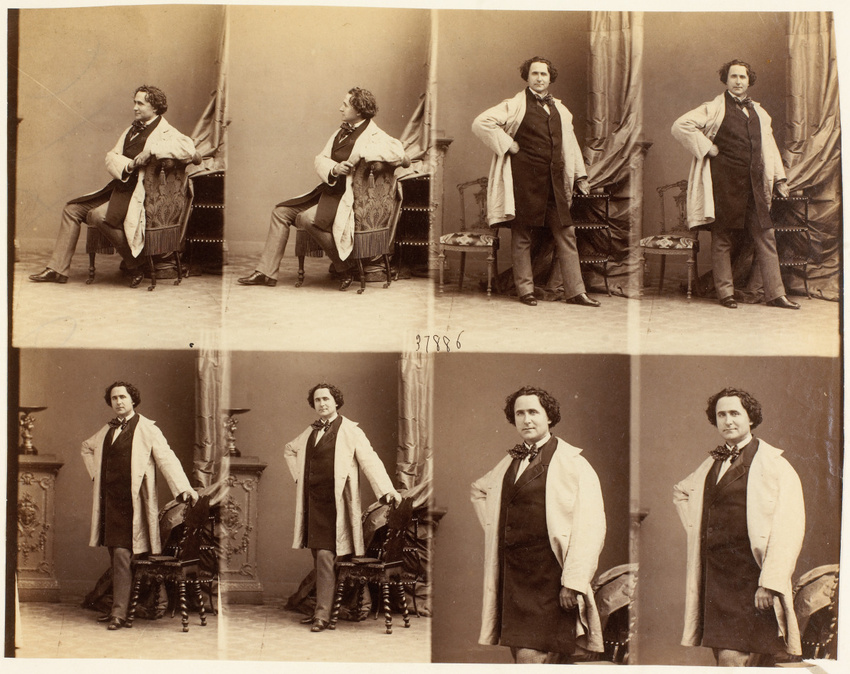 André Adolphe Eugène Disdéri - M. Lafontaine en huit poses, deux assis et six en...