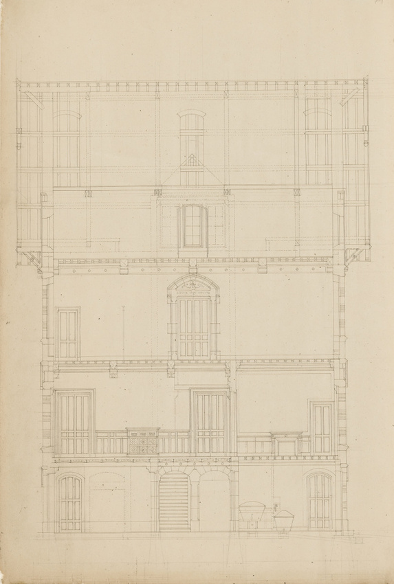 Louis Boitte - Orphelinat à Montier-en-Der, coupe transversale avec indication d...