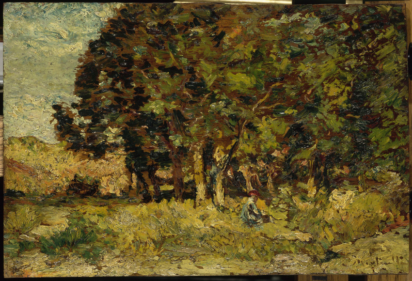 Adolphe Monticelli - Paysage : les chênes à Saint-Zacharie