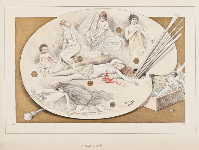 Gil Baer - La palette de la vie : Composition allégorique sous forme d'une palet...