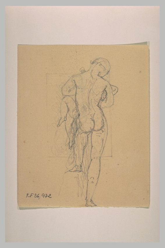 Eugène Guillaume - Ménade tenant dans ses bras le jeune Bacchus, groupe vu de do...