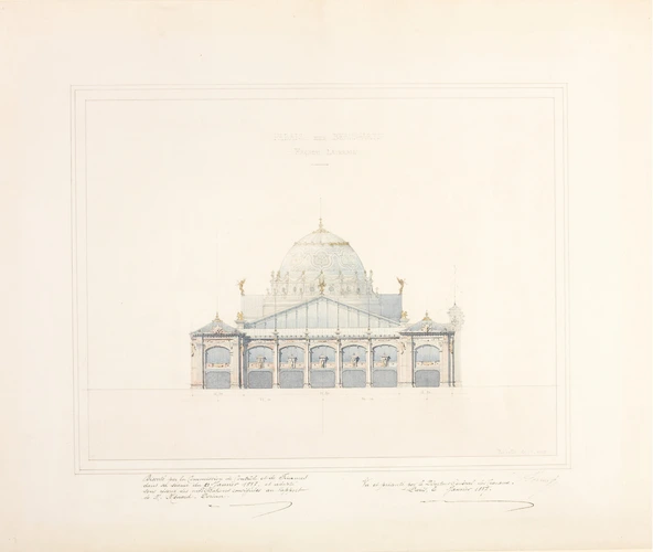 Jean-Camille Formigé - Projet pour l'Exposition universelle de 1889, façade laté...