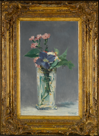 Oeillets et clématite dans un vase de cristal - Edouard Manet