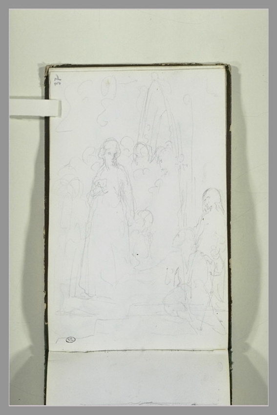 Composition avec une femme regardant un personnage agenouillé - Henri ...