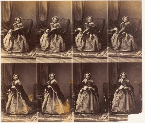 André Adolphe Eugène Disdéri - Mme. de Cheremetieff en huit poses, quatre assise...