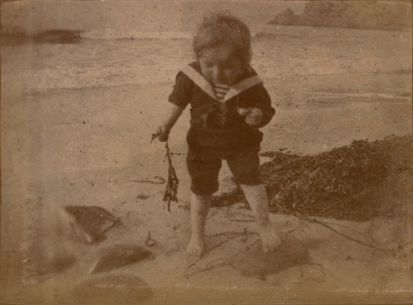 Maurice Denis - Noële tenant un goémon sur la plage de Trestrignel, Perros-Guire...