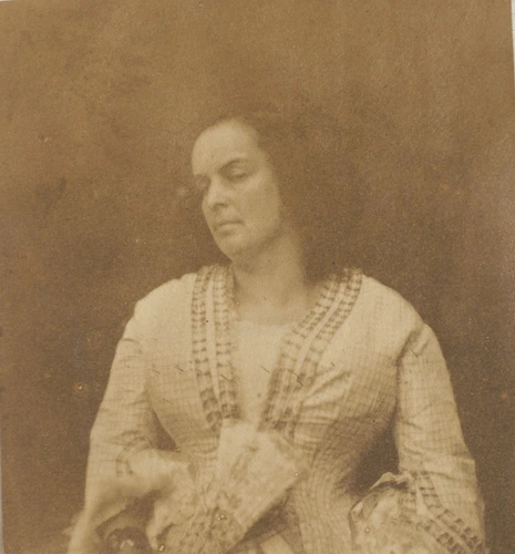 Auguste Vacquerie - Madame Victor Hugo, un éventail à la main