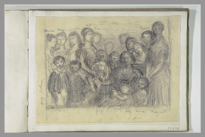 Henri Fantin-Latour - La duchesse Fitz-James entourée de ses enfants et petits-e...