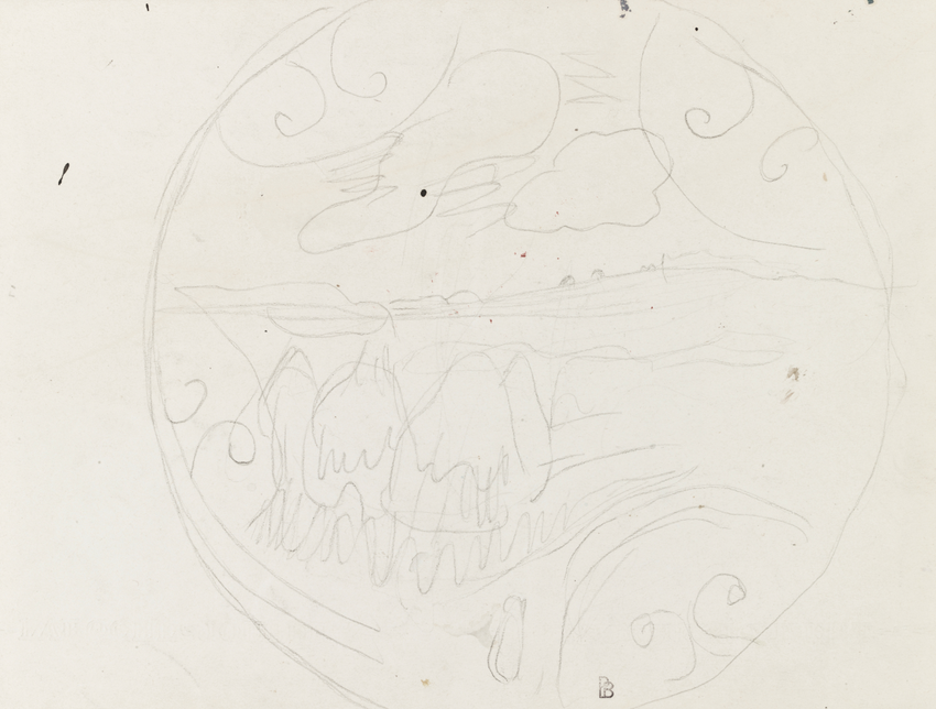 Paysage décoratif circulaire avec meules - Pierre Bonnard