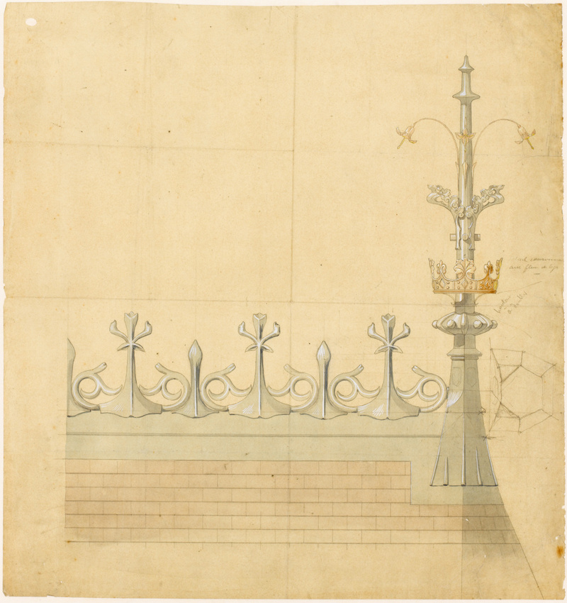 Maison Monduit - Faîtage de toiture comportant un épi de faîtage orné d'une cour...
