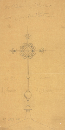 Maison Monduit - Saint Hilaire de Poitiers, croix en fer forgé, embase à bout cu...