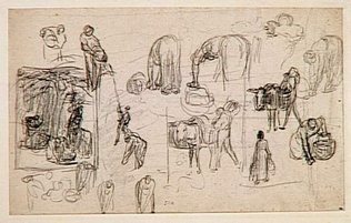 Jean-François Millet - Feuille d'études pour 'la Cueillette des Pommes'