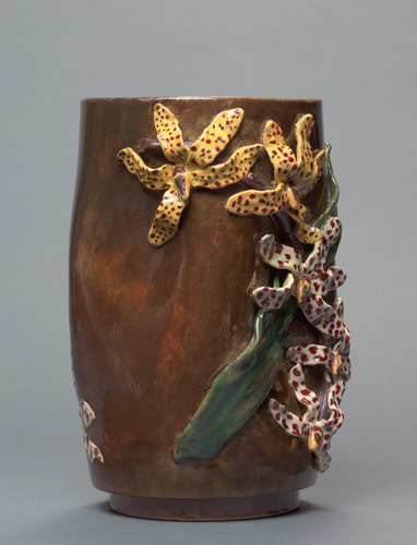 Emile Gallé - Vase à décor d'orchidées en haut-relief