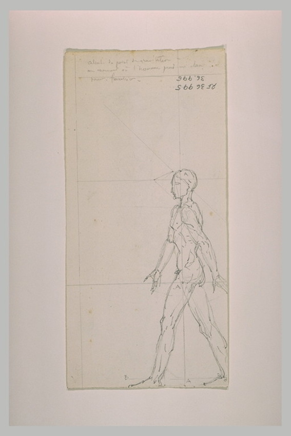 Eugène Guillaume - Etude d'homme nu marchant vers la gauche