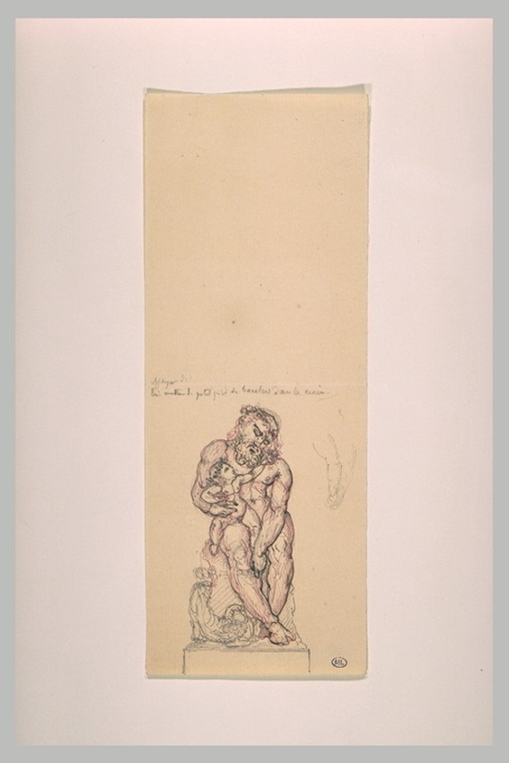 Eugène Guillaume - Silène tenant une coupe, entournat de son bras droit le jeune...