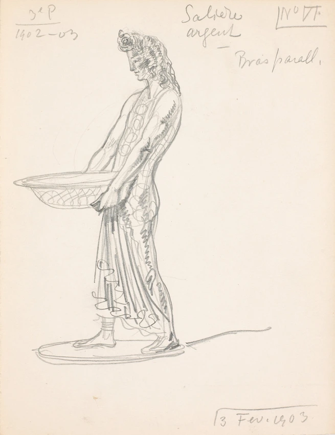 Salière en argent en forme d'homme portant une vasque - Eugène Grasset