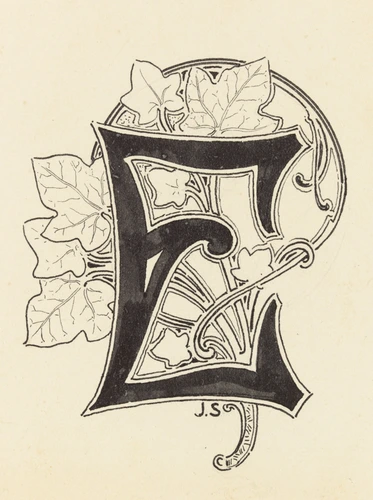 Anonyme - Planche de neuf lettres ornées, lettre E ornée de motifs végétaux