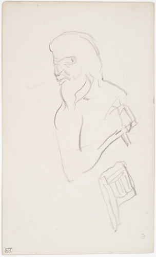 Pierre Bonnard - Homme barbu de profil (satyre ?) avec une crécelle