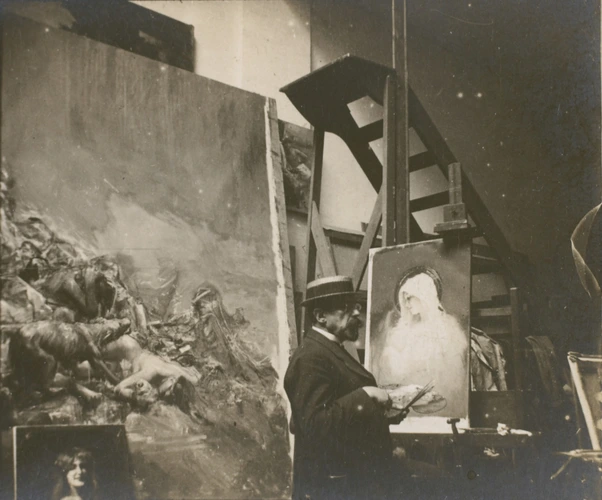 Anonyme - Léon Comerre dans son atelier
