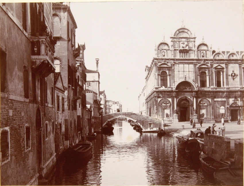 Henri Lemoine - Venise - Rio dei Mendicanti, au fond façade de la Scuola Grande ...