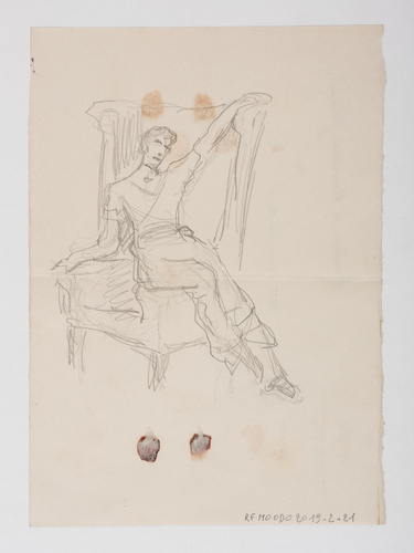 Jacques Lalaing de - Modèle féminin assis sur un fauteuil
