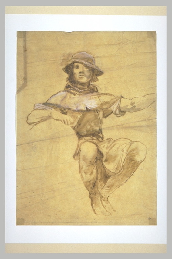 Luc Olivier Merson - Jeune garçon assis, de face, en costume médiéval