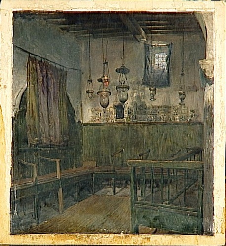 Ismaël Gentz - Intérieur d'une synagogue à Tripoli