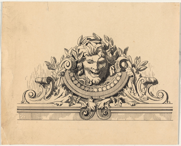Jules Passepont - Motif décoratif composé d'un masque de comédie couronné de lau...