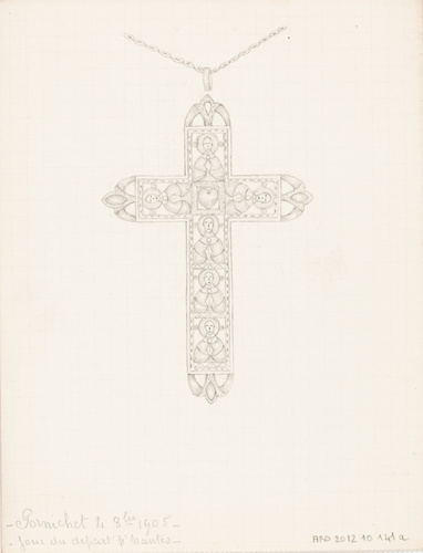 Enguerrand du Suau de la Croix - Croix cur au centre et quatre saints (recto) e...