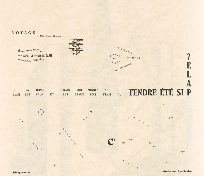 "Voyage", idéogramme de Guillaume Apollinaire Alfred Stieglitz