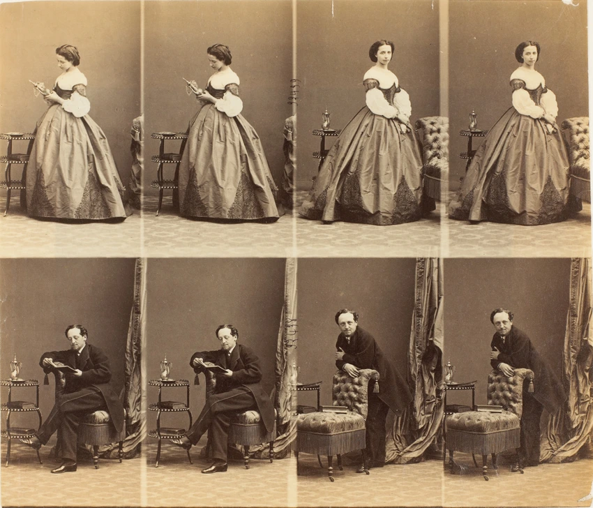 André Adolphe Eugène Disdéri - M. et Mme. Cotton en huit poses, quatre madame, q...