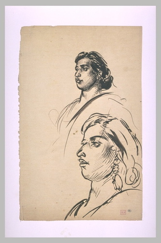 Alfred Dehodencq - Deux femmes, en buste, tournées vers la gauche
