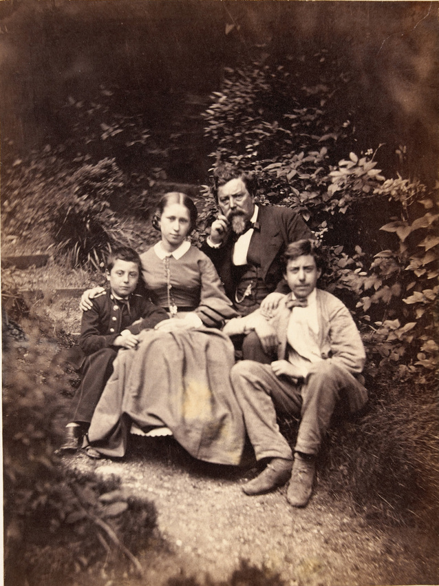 Achille Bonnuit - Portrait de famille au jardin, un père et son fils
