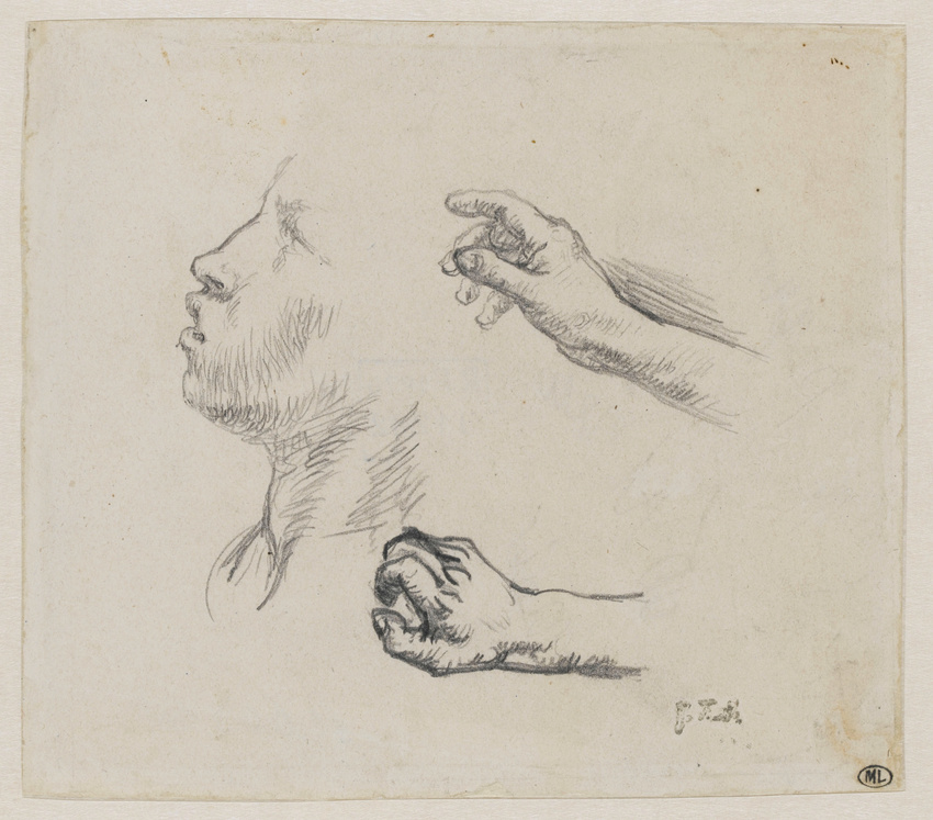 Jean-François Millet - Visage de profil, et deux mains