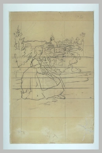 Frédéric Bazille - Portrait de Thérèse des Hours, assise sur une terrasse